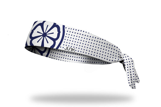 White polka dot flower tie
