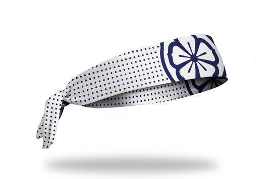 White polka dot flower tie