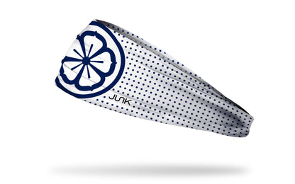White polka dot flower headband